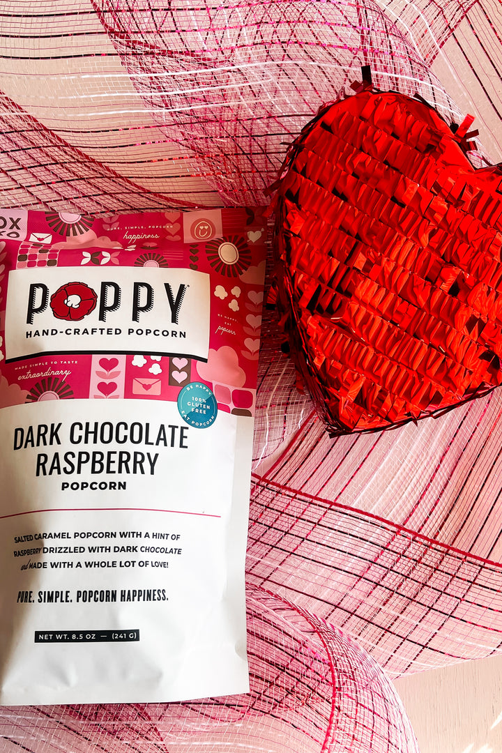 Poppy Hand-Crafted Popcorn | Dark Chocolate Raspberry Popcorn