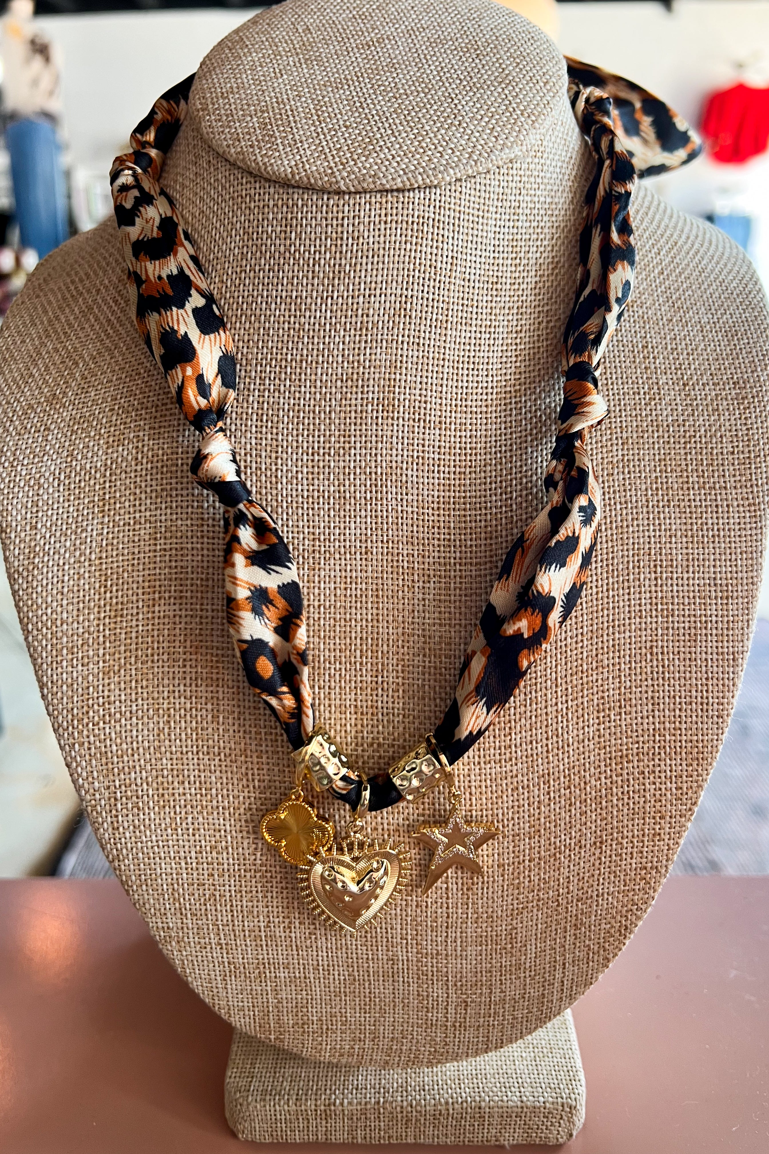 Sherry Multi Charm Scarf Necklace