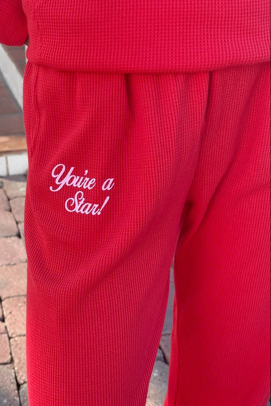 THE MAYFAIR GROUP | You Are A Star Waffle Wide Leg Sweatpants