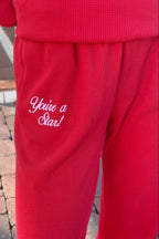 You Are A Star Waffle Wide Leg Sweatpants