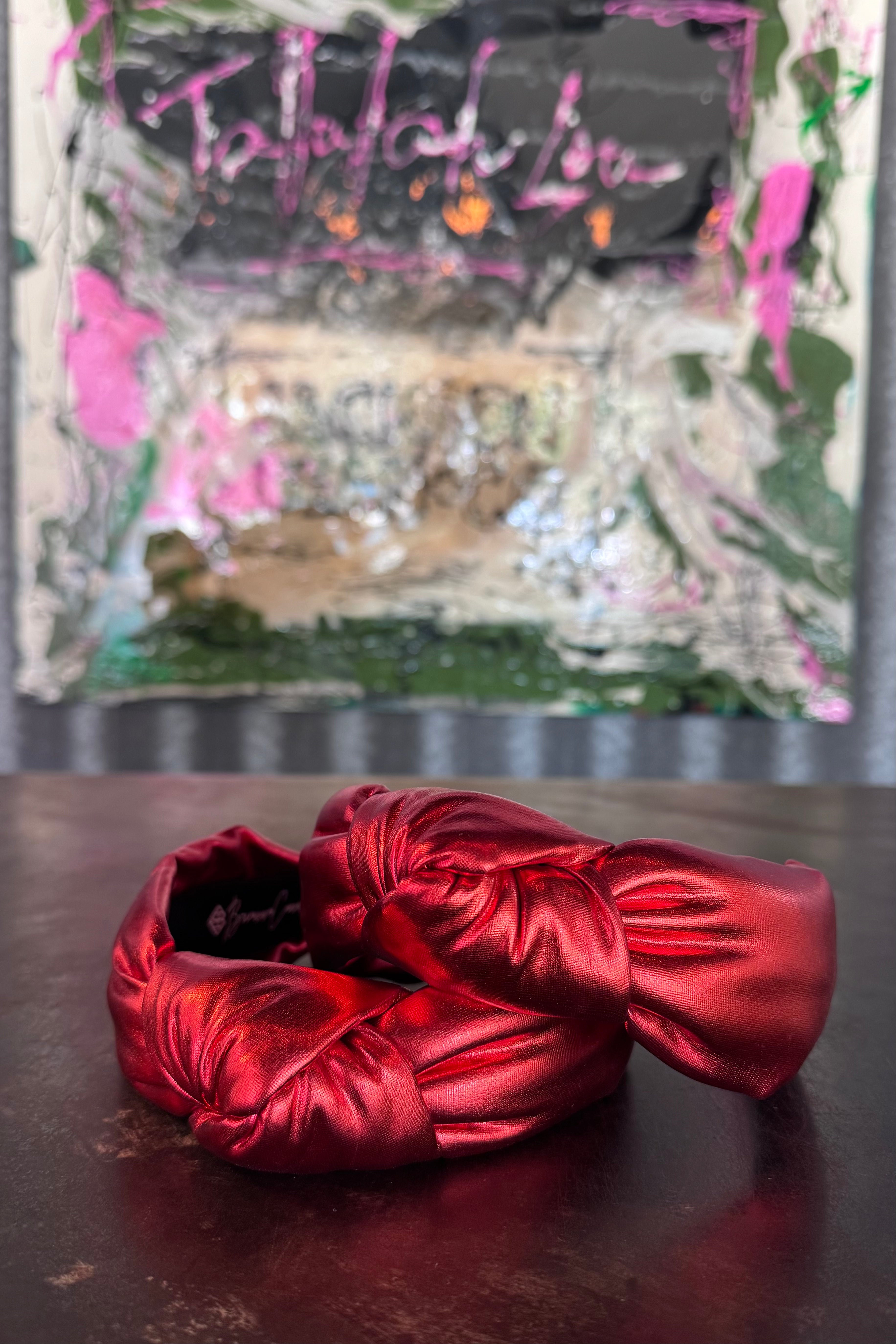 Red Puff Metallic Knotted Headband