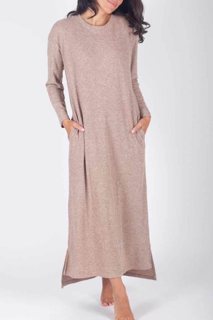 REESE Long Sleeve Dress in Brown