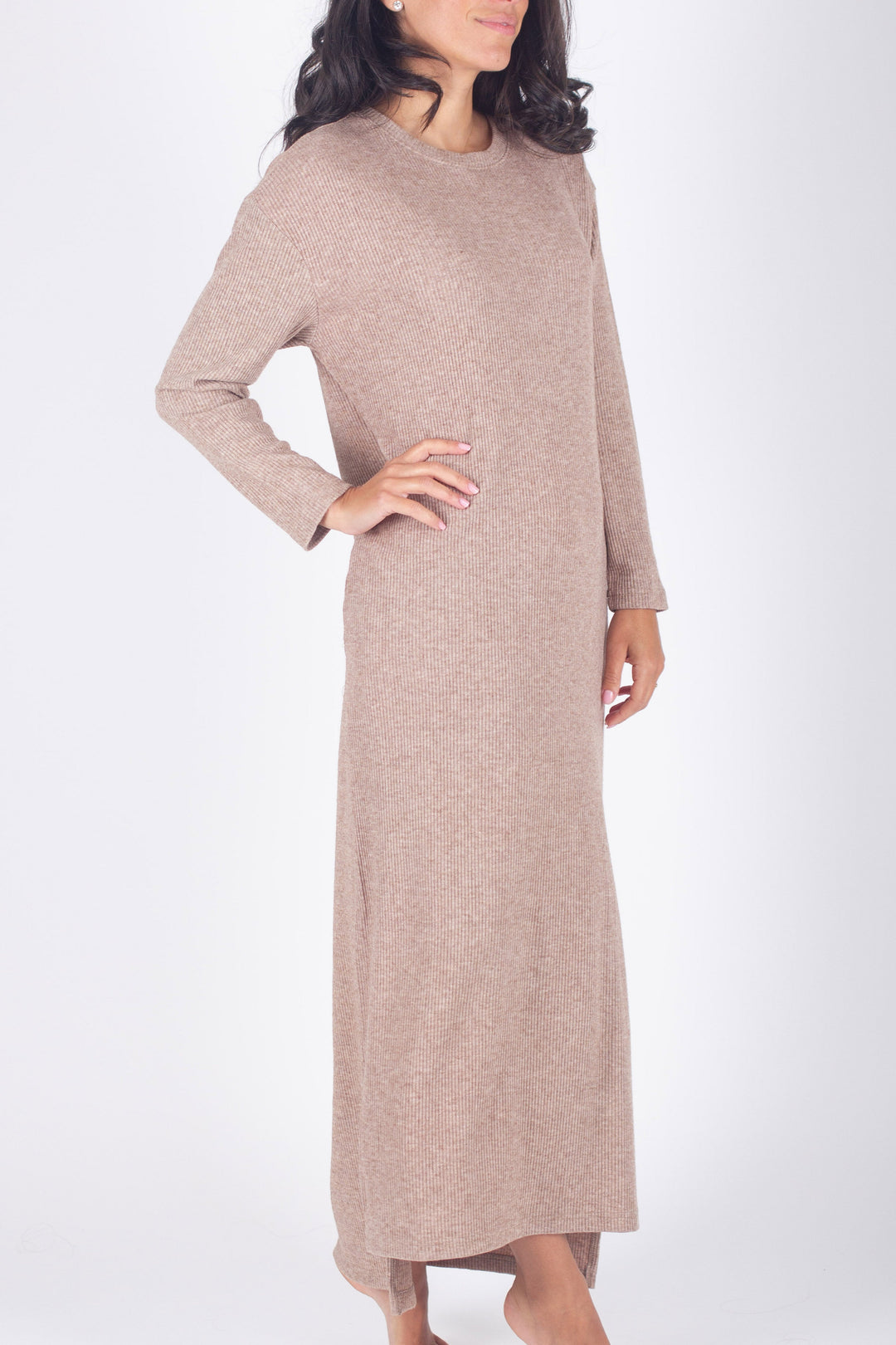 REESE Long Sleeve Dress in Brown