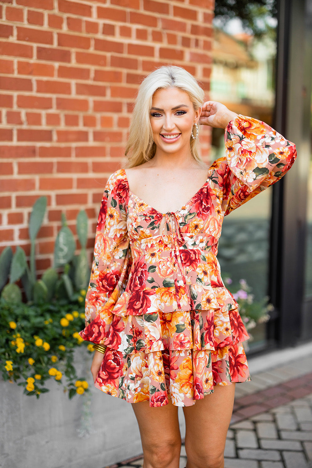 Jodi Ruffle Mini Dress in Harvest