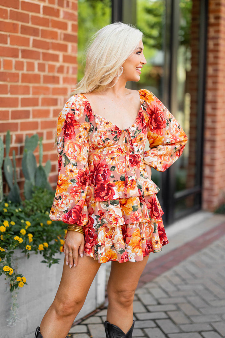 Jodi Ruffle Mini Dress in Harvest