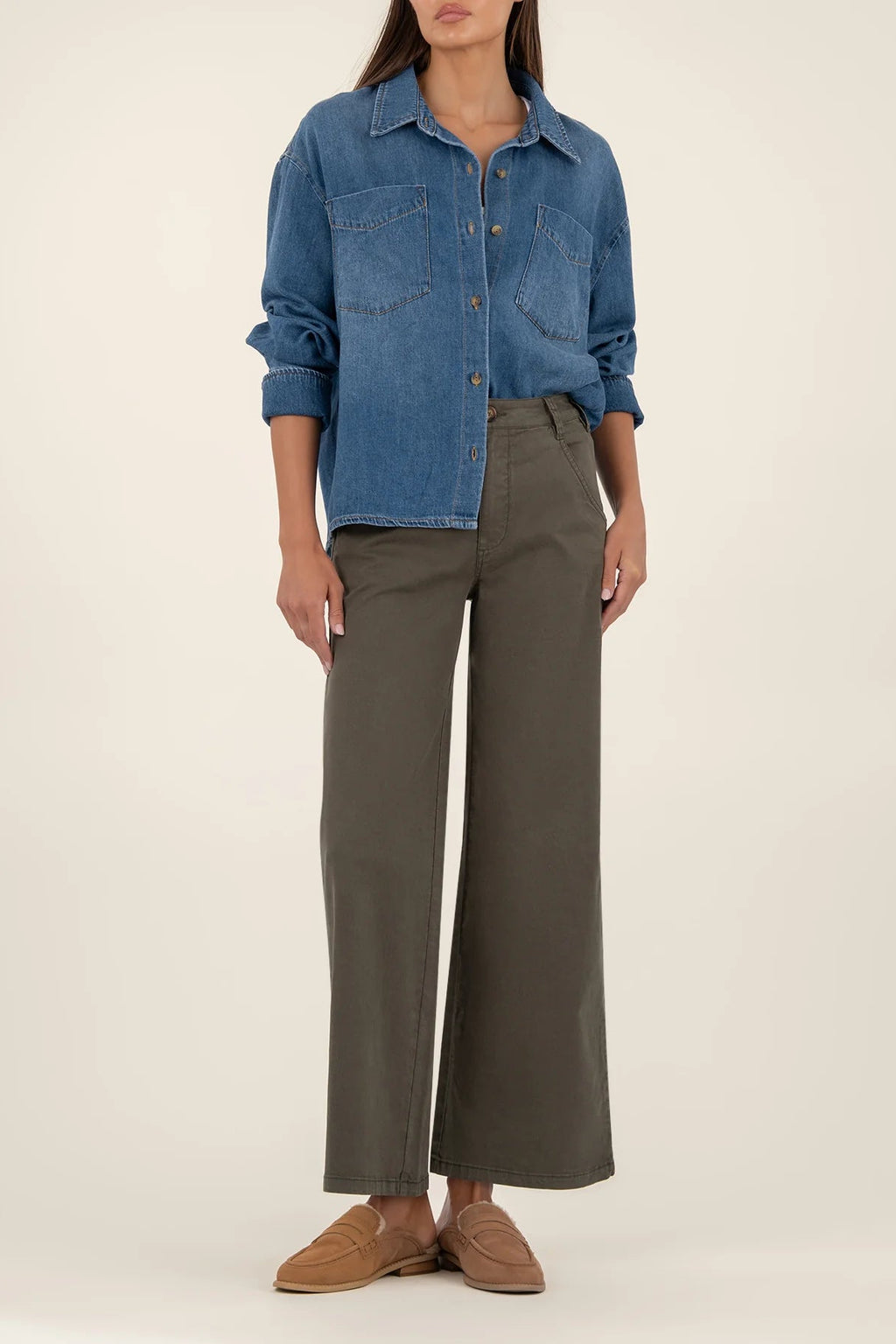 Gertie Button Down Denim Top