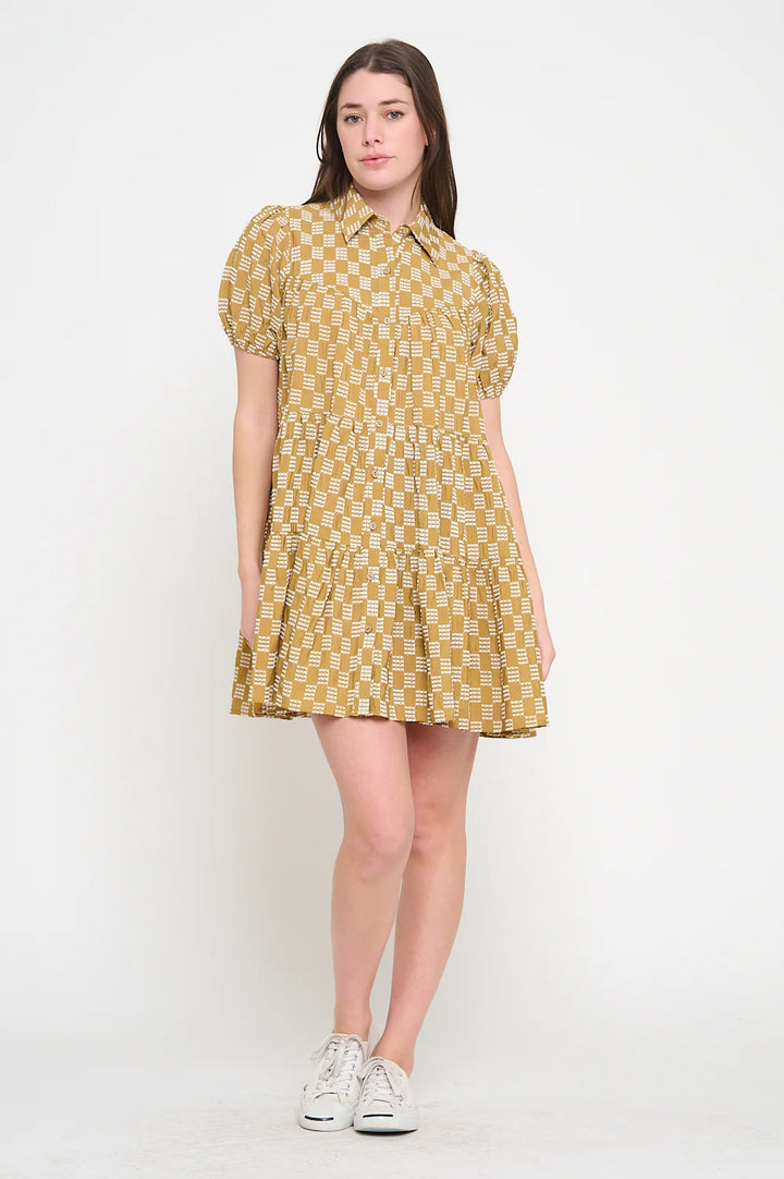 Terracotta Weave Button Down Dress