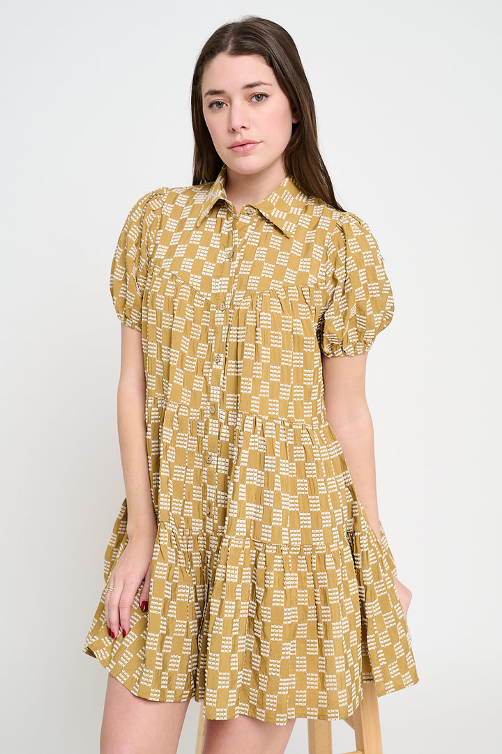 Terracotta Weave Button Down Dress