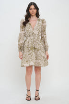 Santorini Olive Long Sleeve Short Dress