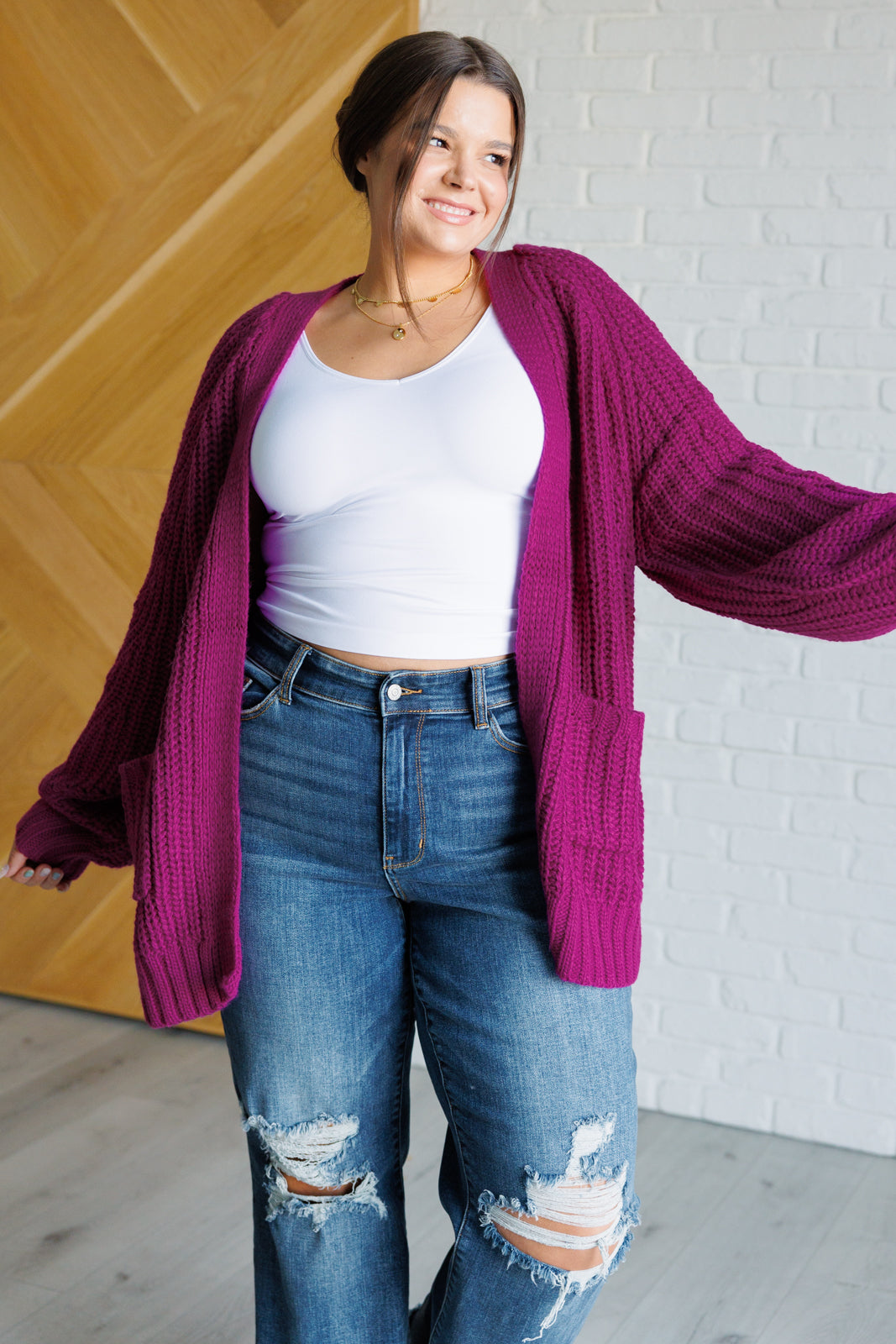 Pure Bliss Cardigan in Berry