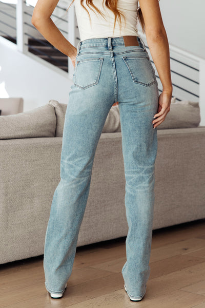 Judy Blue: Up to You High Rise Plaid Cuff Vintage Straight Jeans