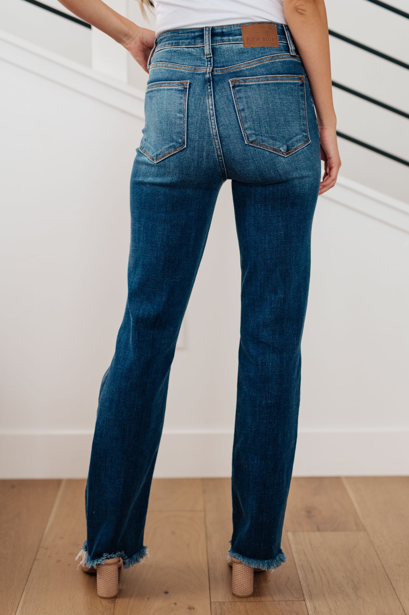 Judy Blue: Meg High Rise Distressed Straight Jeans