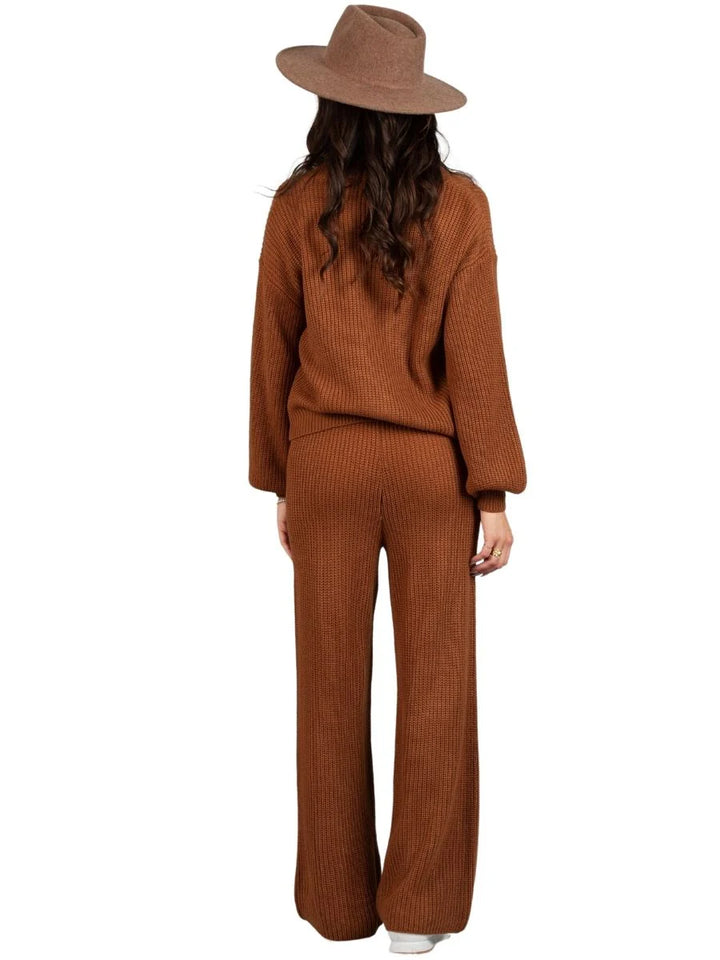 CHESTNUT CHARM SWEATER CARDIGAN + PANTS SET