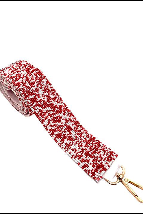 The Courtney Hand Beaded Confetti Strap RED + WHITE