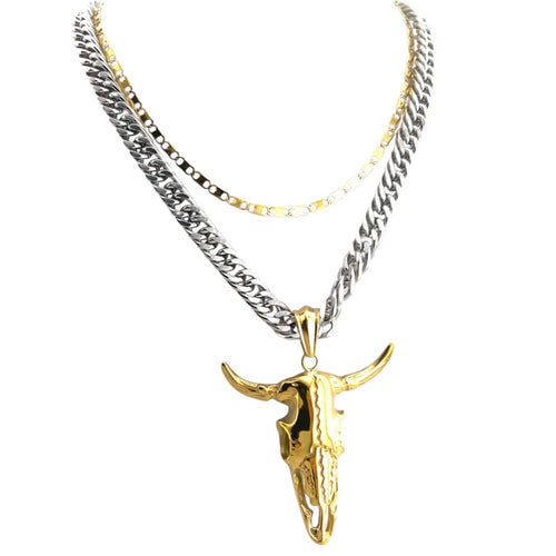Big Bull Skull Necklace