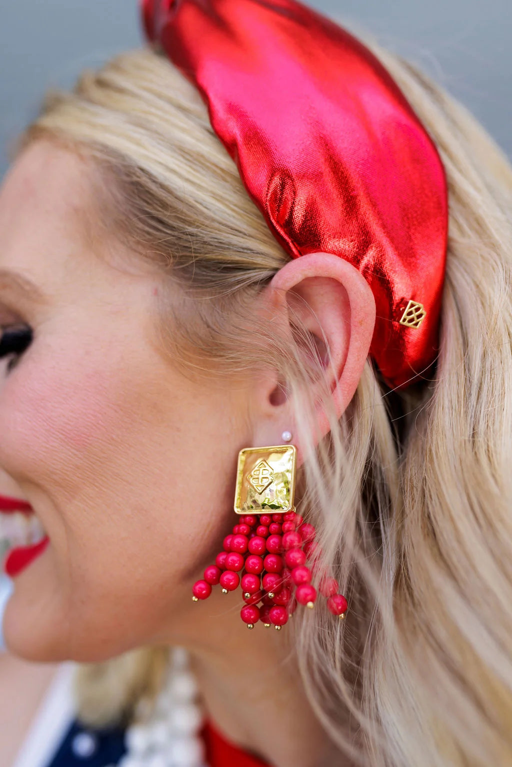 Red Puff Metallic Knotted Headband