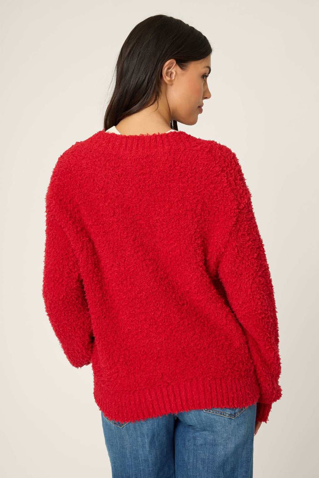 P.J. Salvage | Bundle Up Bouclé Cardigan in Red