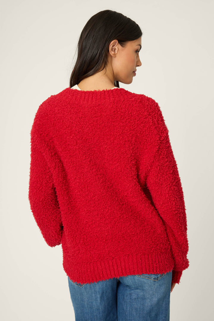 P.J. Salvage | Bundle Up Bouclé Cardigan in Red