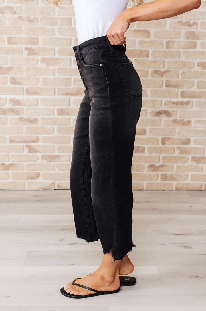 Judy Blue: Together Always High Rise Button Fly Wide Leg Crop Jeans