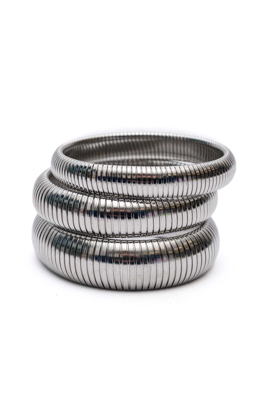 Sassy but Classy Ribbed Bangles in Silver