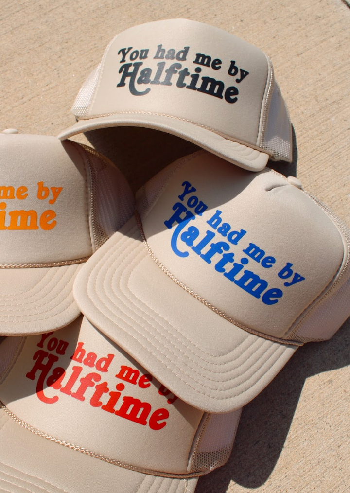 You Had me By Halftime Khaki Trucker Hat