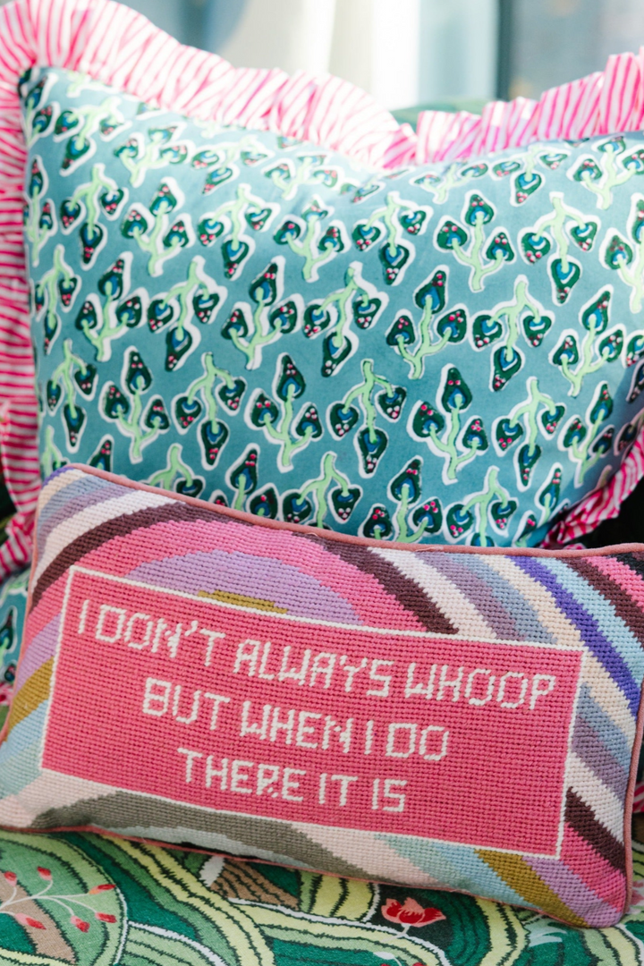 FURBISH STUDIO | WHOOP THERE IT IS NEEDLEPOINT PILLOW