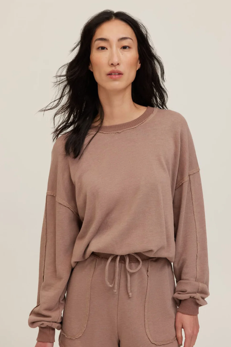 Greene Heathered Contrast Stitch Crew Neck Sweatshirt