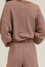 Greene Heathered Contrast Stitch Crew Neck Sweatshirt