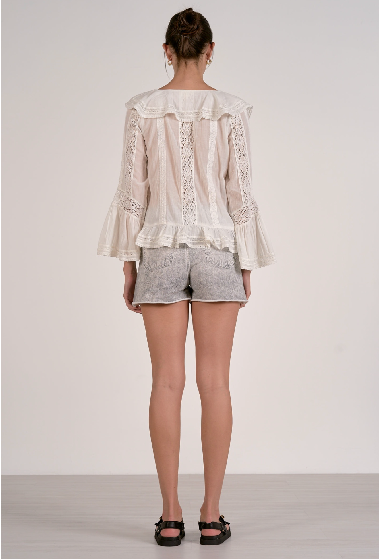 Romantic White Gauze Ruffle Blouse