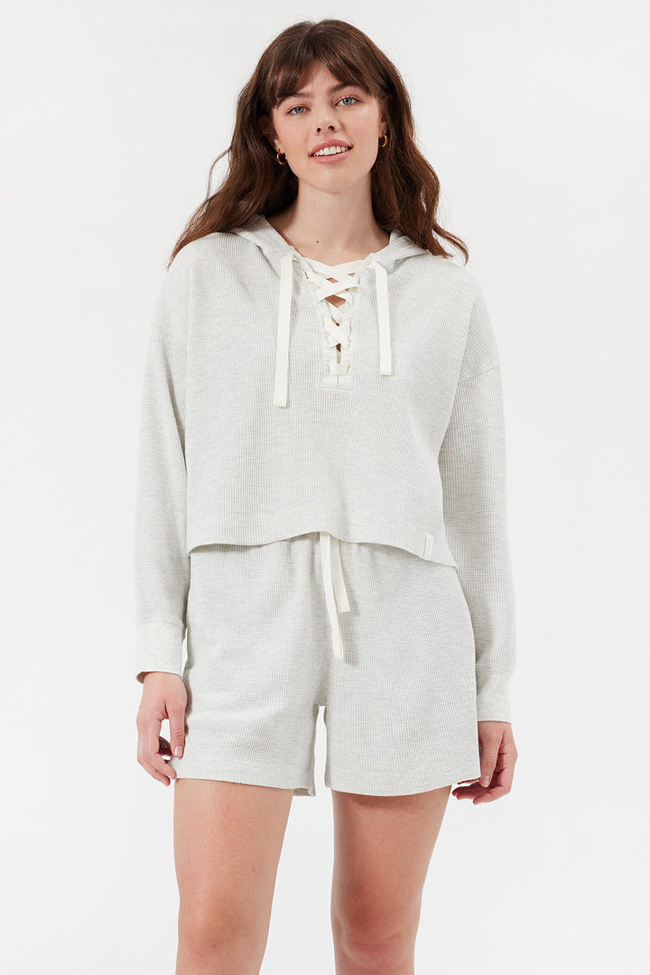 CREAM YOGA: Shana thermal hoodie heather light