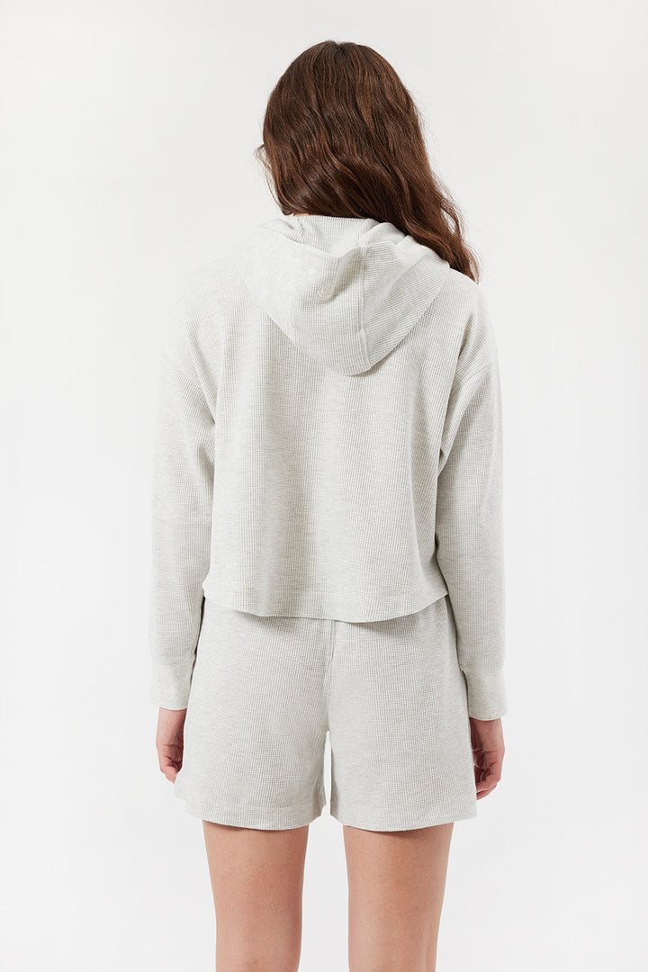 CREAM YOGA: Shana thermal hoodie heather light