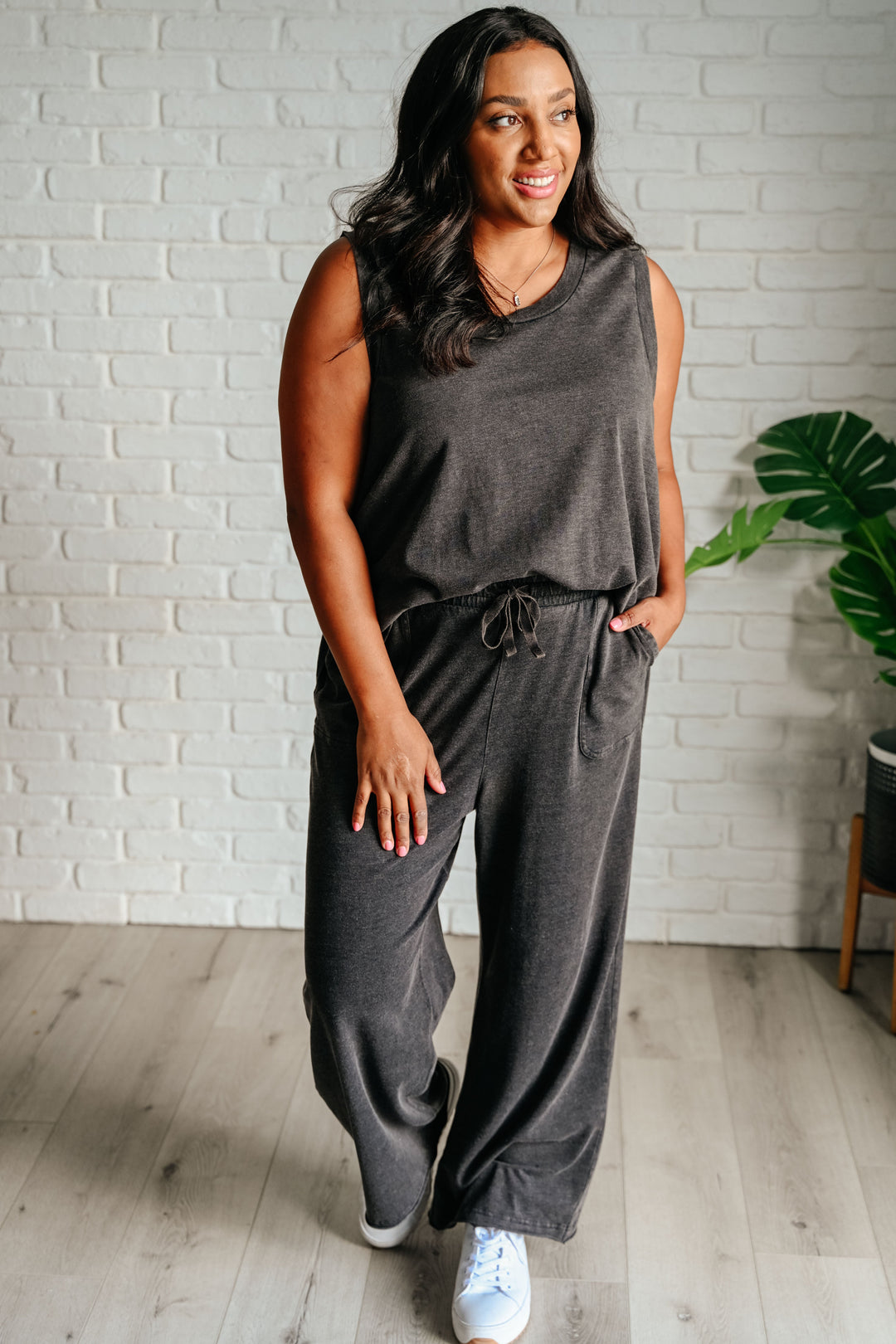 Taking It Easy Tank + Pants Set in Black