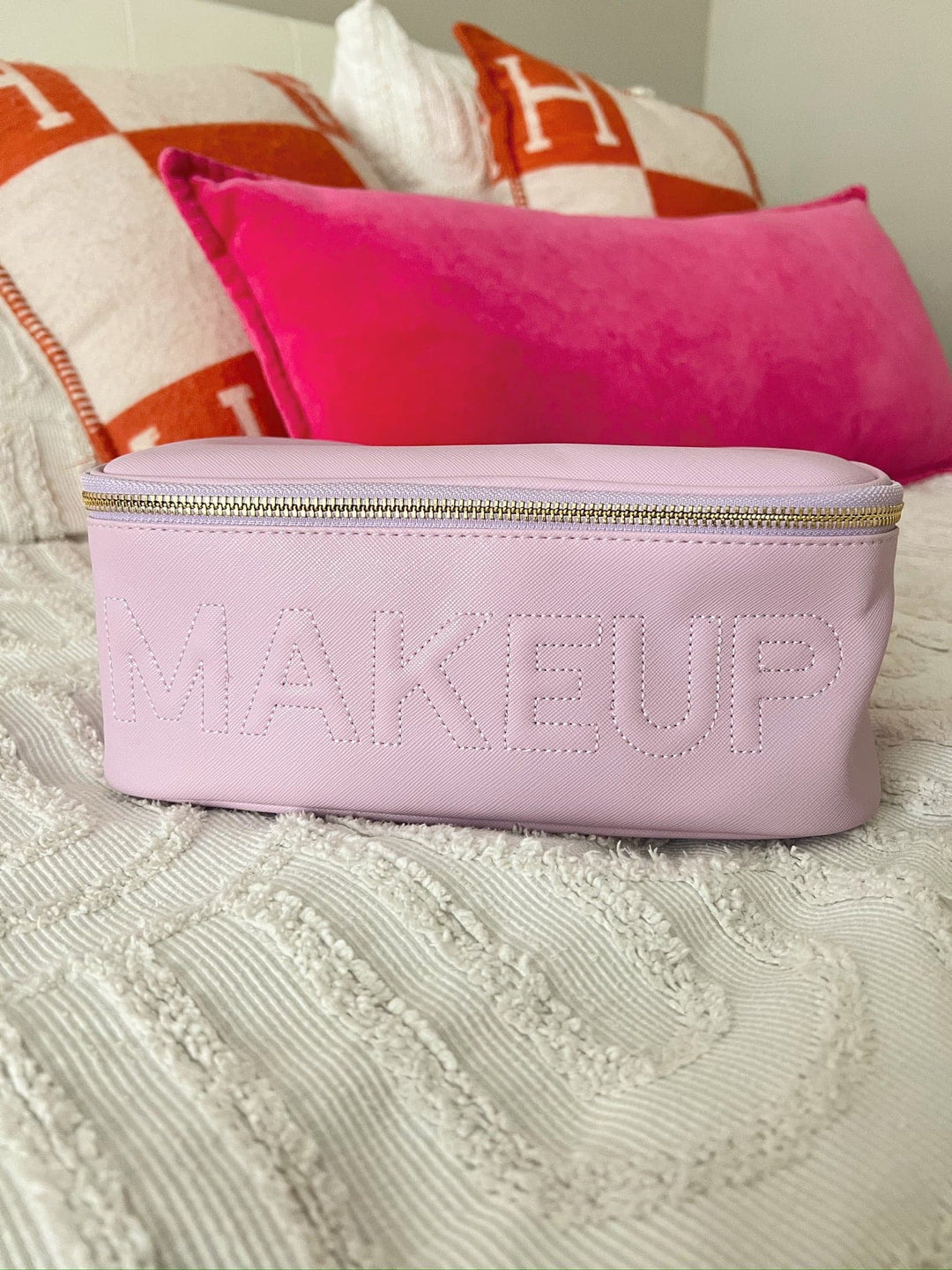 Makeup Lilac Leather Open Top Bag