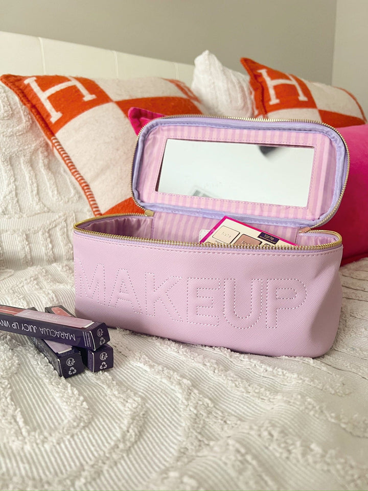 Makeup Lilac Leather Open Top Bag