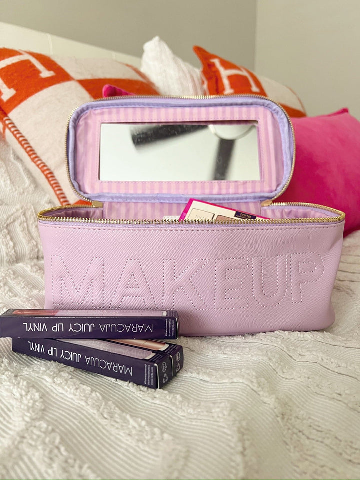 Makeup Lilac Leather Open Top Bag