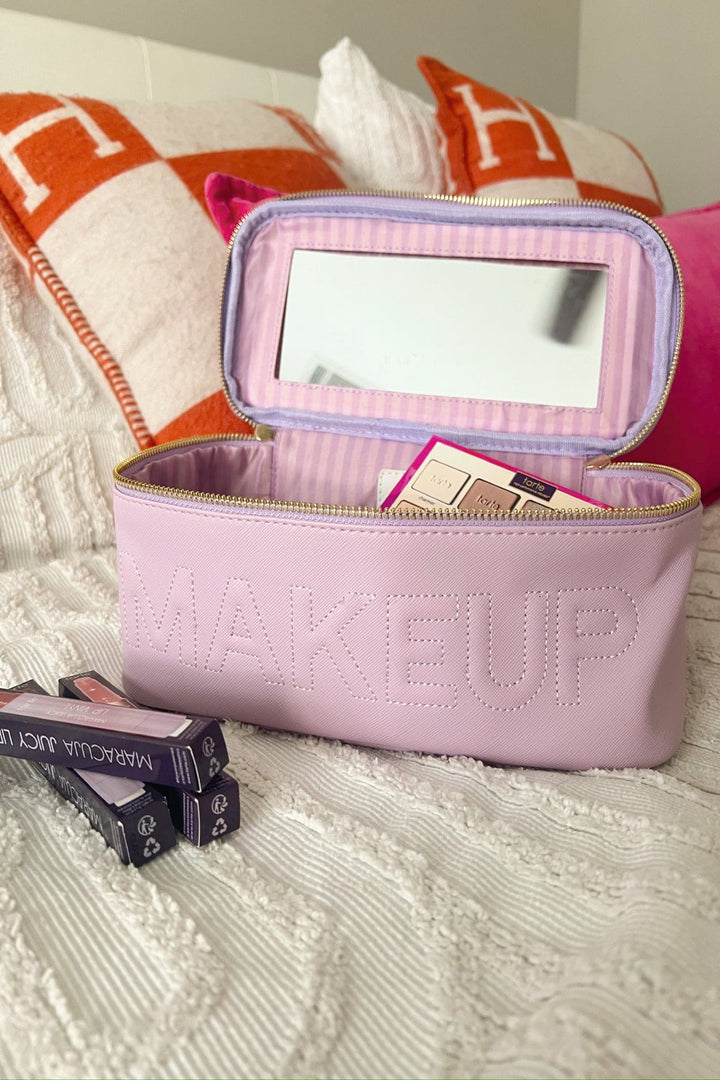 Makeup Lilac Leather Open Top Bag