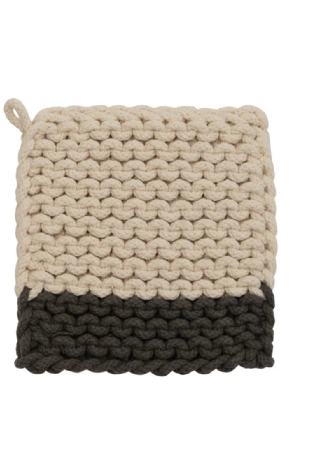 Culinary Craze Crochet Pot Holder in Gray/Cream