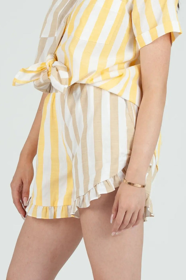 Cape Cod Striped Ruffle Shorts