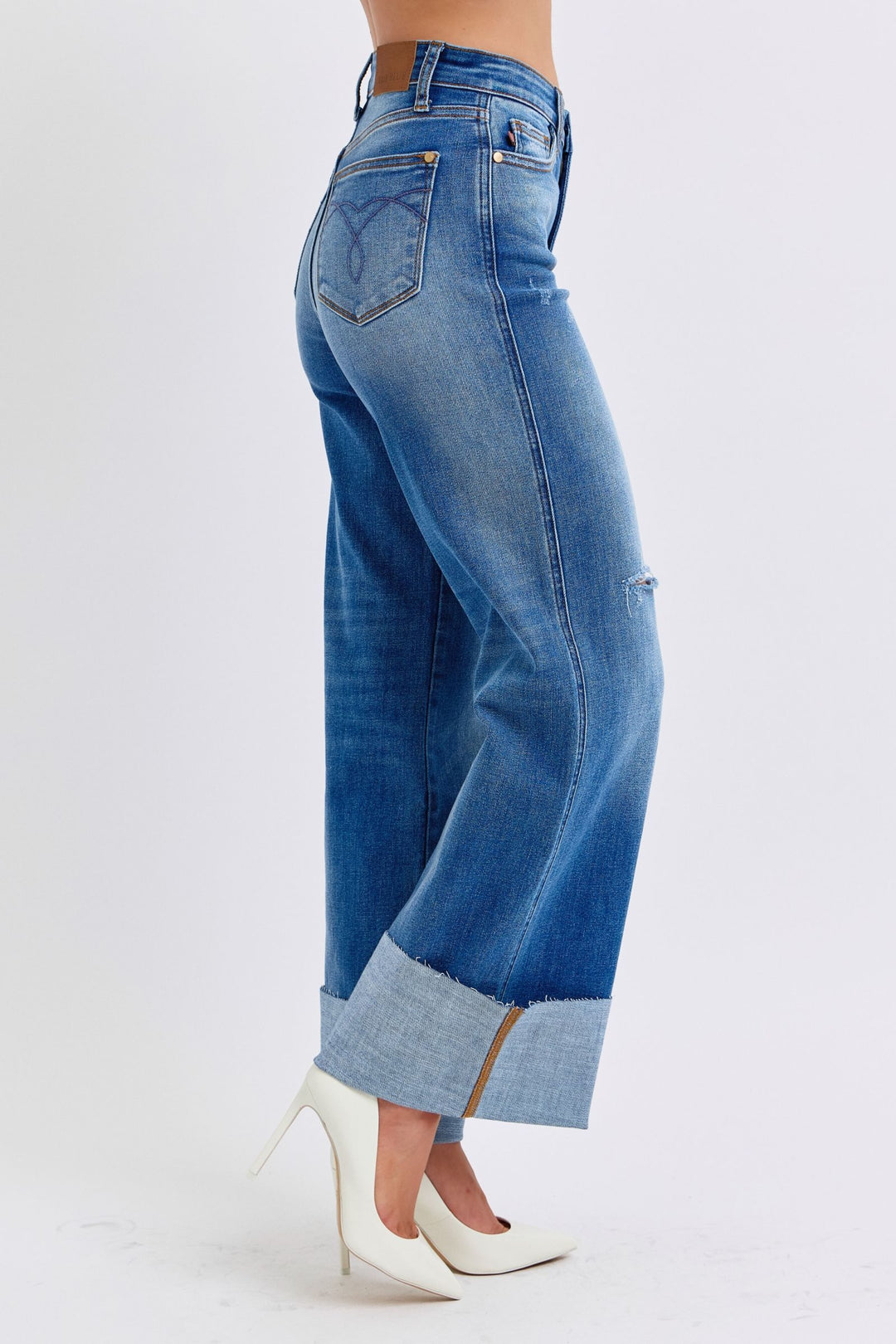 Judy Blue | Distressed High Waist Wide Leg Jeans