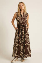 Cocoa Palm Belted Maxi Dress