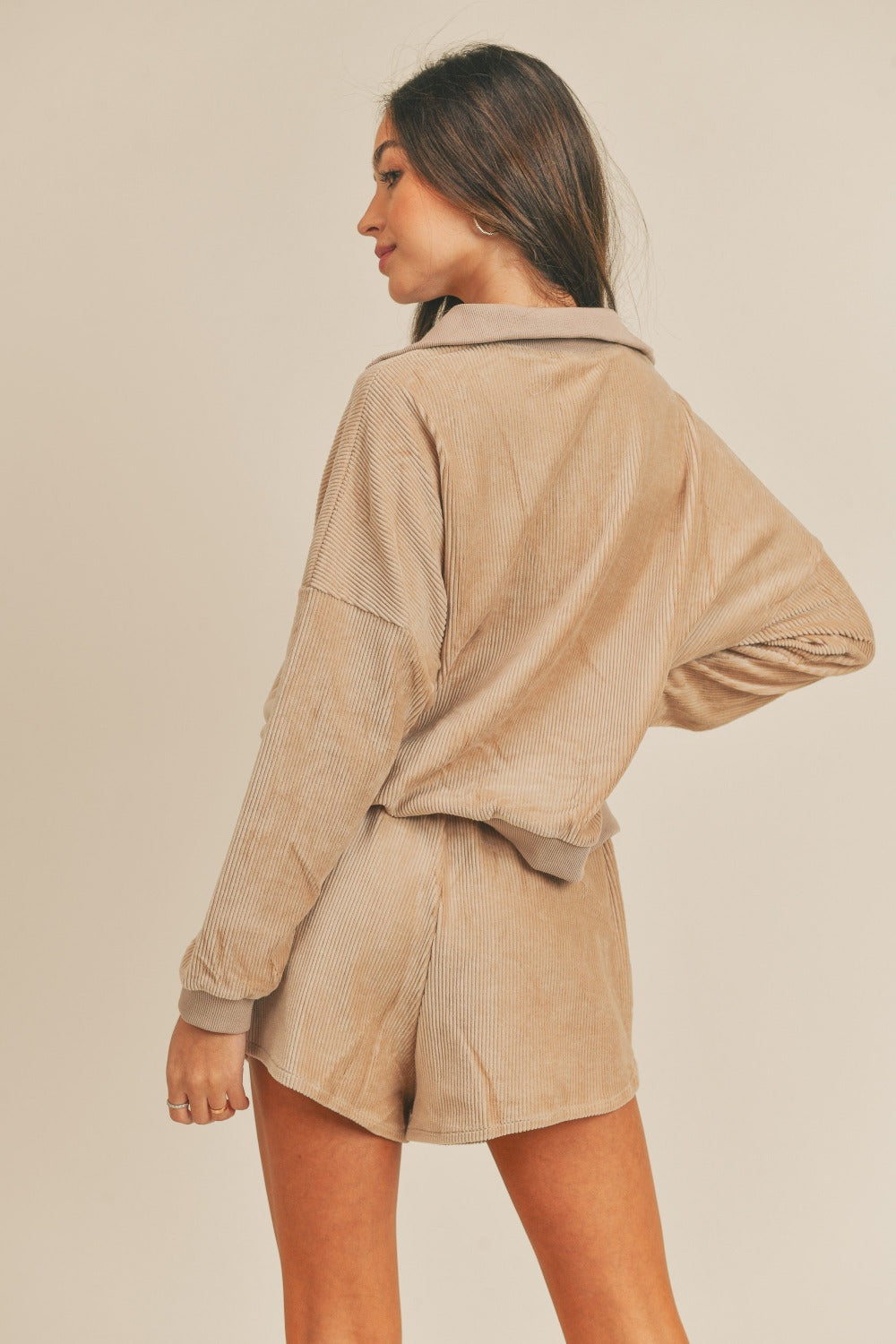 Harvest Hues Corduroy Half Zip Top + Shorts Set