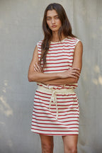 Cream + Stripe Knit Mini Dress
