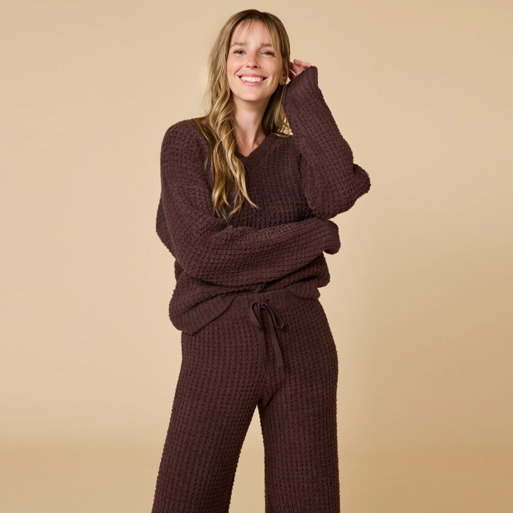 Marshmallow Waffle V-Neck Lounge Set