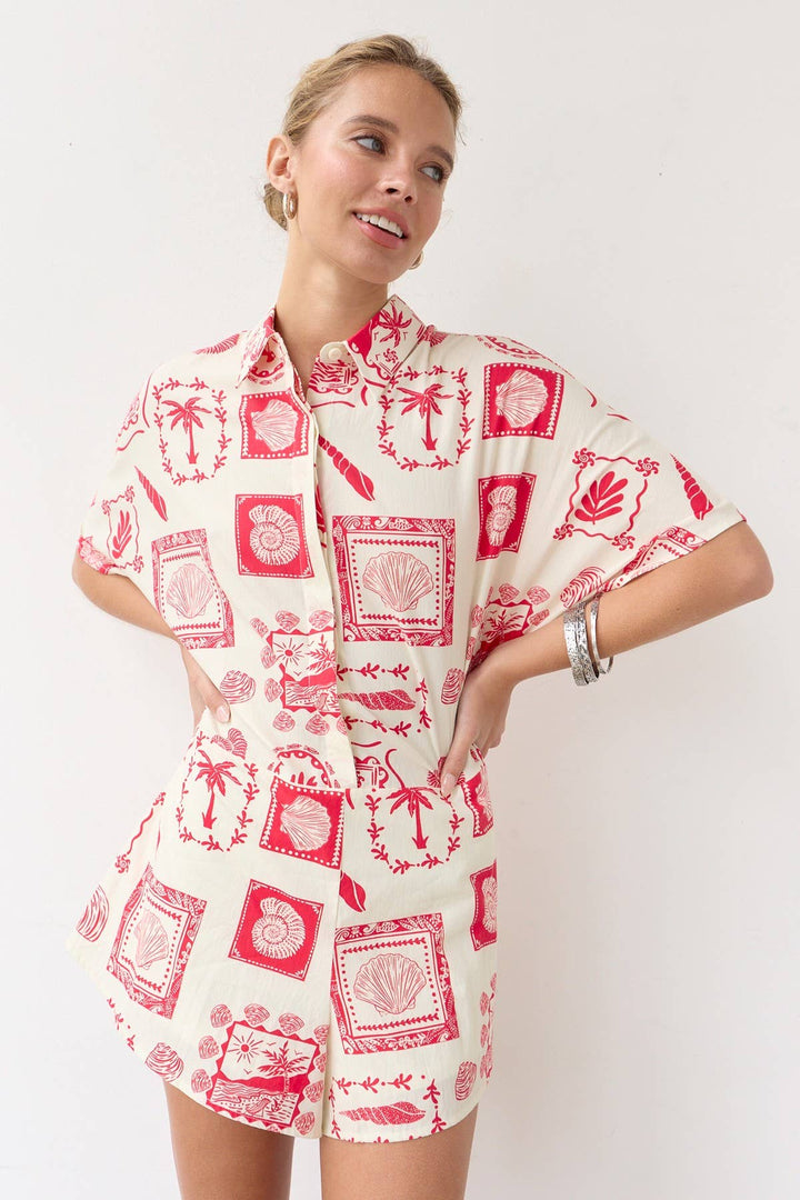 Wish You Were Here Palm Print Romper