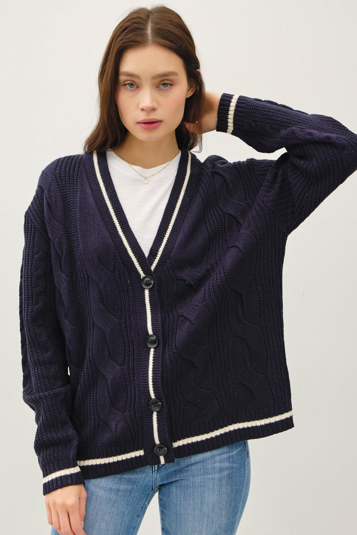 Camden Cable-Knit V-Neck Cardigan