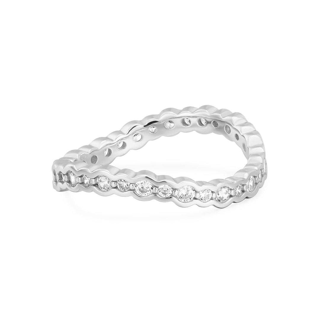 EKLEXIC CZ WAVY RING ETERNITY BAND