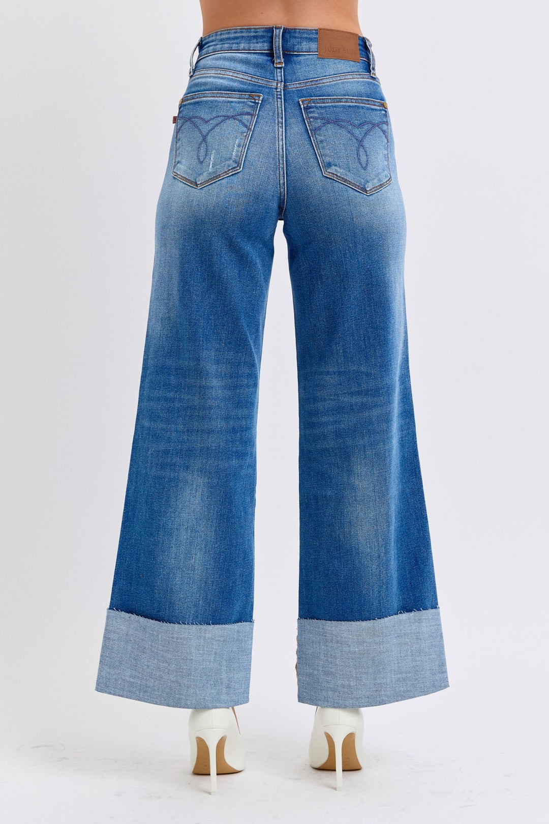 Judy Blue | Distressed High Waist Wide Leg Jeans