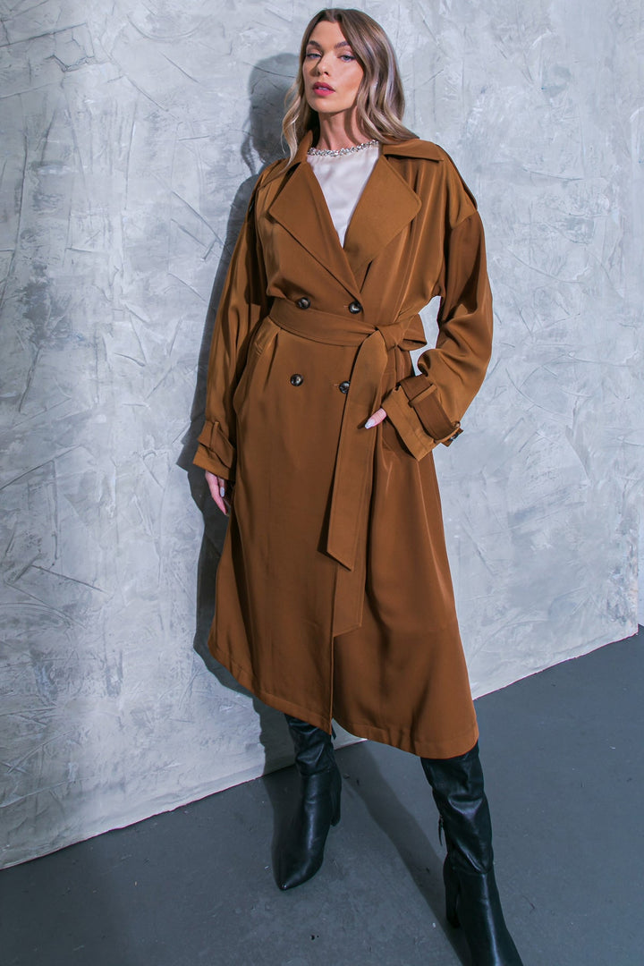 FLYING TOMATO | WOMEN ON THE MOON WOVEN TRENCH COAT