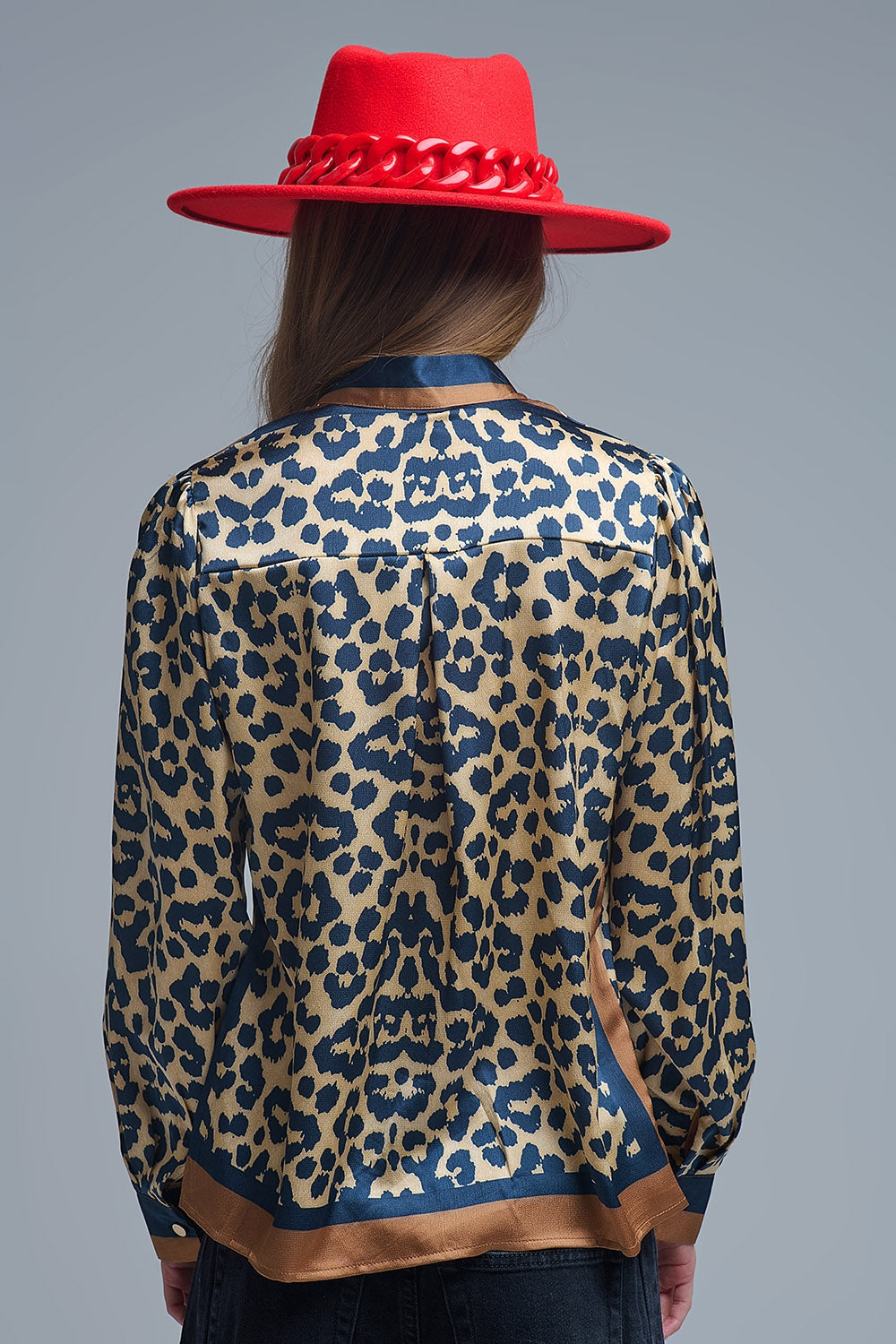 The Satin Leopard Tie Blouse