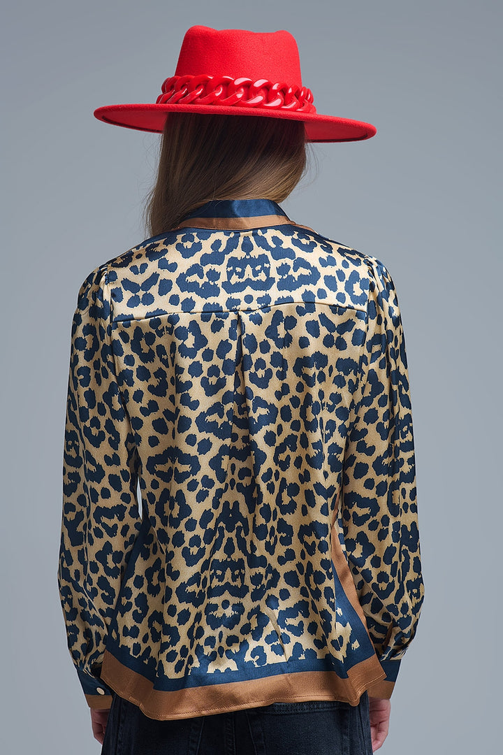 The Satin Leopard Tie Blouse